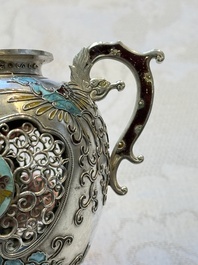 A Japanese enamelled reticulated silver 'koro' censer, Meiji, 19th C.