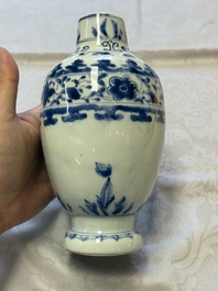 A Chinese blue and white 'Floral' jug, Transitional period