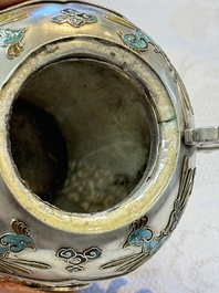 A Japanese enamelled reticulated silver 'koro' censer, Meiji, 19th C.