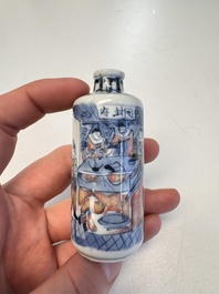 A fine Chinese blue, white and copper-red 'Kai Feng Fu 開封府' snuff bottle, Yongzheng mark, 19th C.