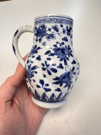 A Chinese blue and white twisted jug with floral design, Kangxi