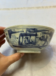 Six Chinese 'Hatcher Cargo' bowls and two blue and white shipwreck bowls, Transitional period