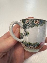 A Chinese famille rose 'Judgement of Paris' cup and saucer, Qianlong
