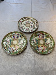 Three Chinese Canton famille rose plates for the Islamic market, 19th C.