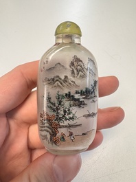 Six Chinese famille rose, enamelled copper and inside-painted glass snuff bottles, various signatures, Qianlong mark, 19/20th C.