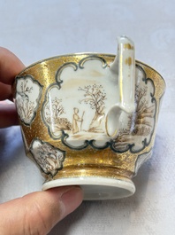 A Chinese Canton famille rose 'Rockefeller Pattern' cup and saucer, 19th C.