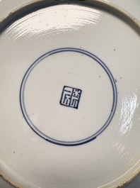 A pair of Chinese famille verte 'Antiquities' dishes, Kangxi