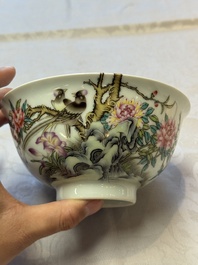 A Chinese falangcai 'Birds and Peonies' bowl, Yongzheng mark, Republic