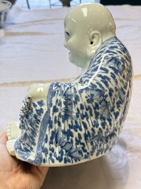 A Chinese blue and white Milefo Buddha, Wei Hongtai 魏洪泰 mark, 19th C.