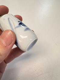 Four Chinese blue and white snuff bottles, 19th C.