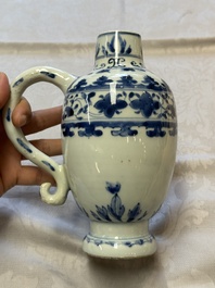 A Chinese blue and white 'Floral' jug, Transitional period