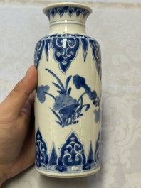 A Chinese blue and white vase with floral design, Kangxi