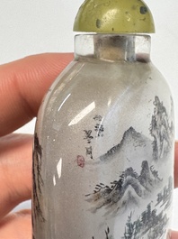 Six Chinese famille rose, enamelled copper and inside-painted glass snuff bottles, various signatures, Qianlong mark, 19/20th C.