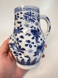 A Chinese blue and white twisted jug with floral design, Kangxi
