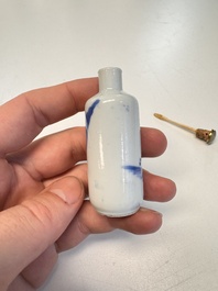 Four Chinese blue and white snuff bottles, 19th C.