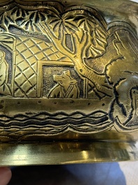 A Chinese bronze 'Journey to the West' censer, Xuande mark, 19th C.