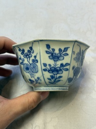 Six Chinese 'Hatcher Cargo' bowls and two blue and white shipwreck bowls, Transitional period