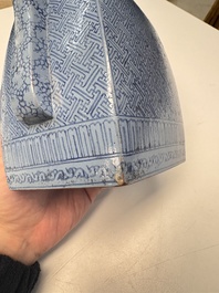 A Chinese blue-enamelled Yixing stoneware teapot, Jinxi Epu 荊溪萼圃監製 mark, 18/19th C.