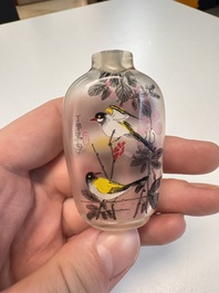 Six Chinese famille rose, enamelled copper and inside-painted glass snuff bottles, various signatures, Qianlong mark, 19/20th C.