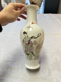 A Chinese famille rose 'Magu and Shoulao' vase, Shen De Tang Zhi 慎德堂製 mark, Republic