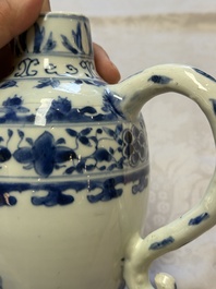 A Chinese blue and white 'Floral' jug, Transitional period