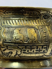 A Chinese bronze 'Journey to the West' censer, Xuande mark, 19th C.
