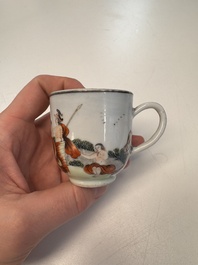 A Chinese famille rose 'Judgement of Paris' cup and saucer, Qianlong