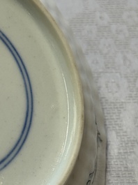 A pair of Chinese famille verte cups and saucers with floral design, Jade 玉 marks, 19th C.