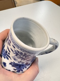 A Chinese blue and white twisted jug with floral design, Kangxi