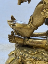 A fine Sino-Tibetan gilt-bronze figure of Mahakala, 18th C.