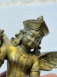 A pair of gilt-copper figures of Garuda, possibly Nepal, 17/18th C.