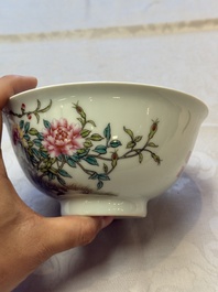 A Chinese falangcai 'Birds and Peonies' bowl, Yongzheng mark, Republic