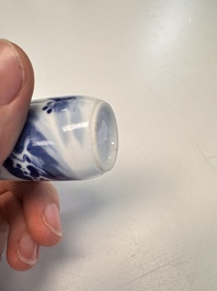 Four Chinese blue and white snuff bottles, 19th C.