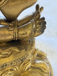 A fine Sino-Tibetan gilt-bronze figure of Mahakala, 18th C.