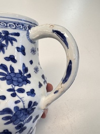A Chinese blue and white twisted jug with floral design, Kangxi