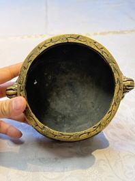 A Chinese bronze 'Journey to the West' censer, Xuande mark, 19th C.