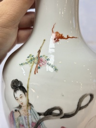 A Chinese famille rose 'Magu and Shoulao' vase, Shen De Tang Zhi 慎德堂製 mark, Republic