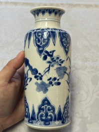 A Chinese blue and white vase with floral design, Kangxi