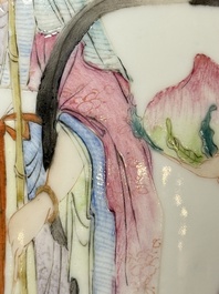 A Chinese famille rose 'Magu and Shoulao' vase, Shen De Tang Zhi 慎德堂製 mark, Republic