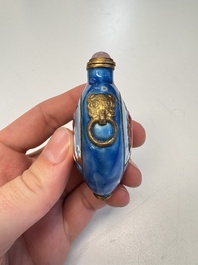 Six Chinese famille rose, enamelled copper and inside-painted glass snuff bottles, various signatures, Qianlong mark, 19/20th C.