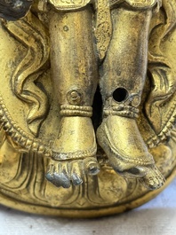 A fine Sino-Tibetan gilt-bronze figure of Mahakala, 18th C.