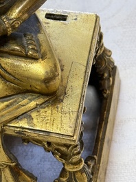 A Sino-Tibetan gilt-bronze figure of Buddha Amitayus, inscribed, Qianlong