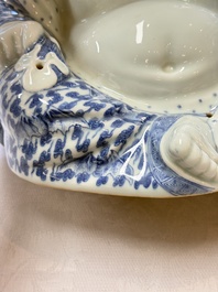 A Chinese blue and white Milefo Buddha, Wei Hongtai 魏洪泰 mark, 19th C.