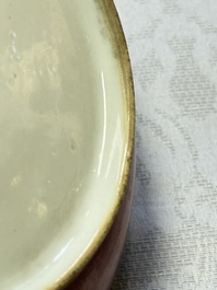 A pair of Chinese coral-red-glazed plates, Qianlong