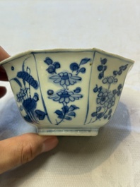 Six Chinese 'Hatcher Cargo' bowls and two blue and white shipwreck bowls, Transitional period