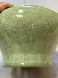 A Chinese celadon-glazed 'Flower Scroll' jar, Qianlong