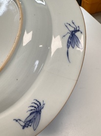 A Chinese blue and white 'La Dame au Parasol' plate after Cornelis Pronk, Qianlong