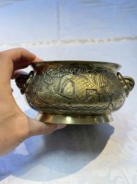 A Chinese bronze 'Journey to the West' censer, Xuande mark, 19th C.