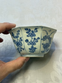 Six Chinese 'Hatcher Cargo' bowls and two blue and white shipwreck bowls, Transitional period