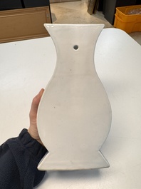 A Chinese blue and white 'Antiquities' wall vase, Kangxi